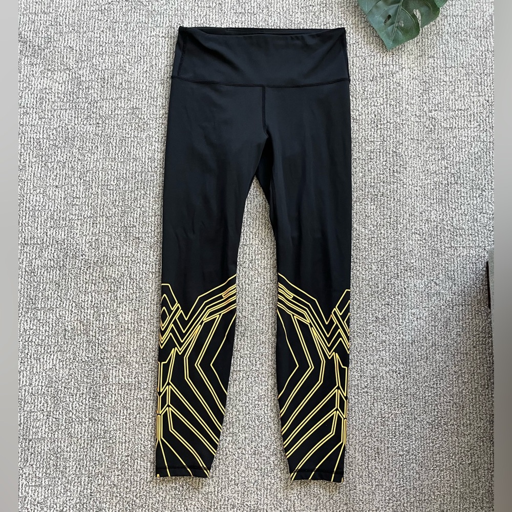 DC Comics Black Leggings with Gold Geometric Trim